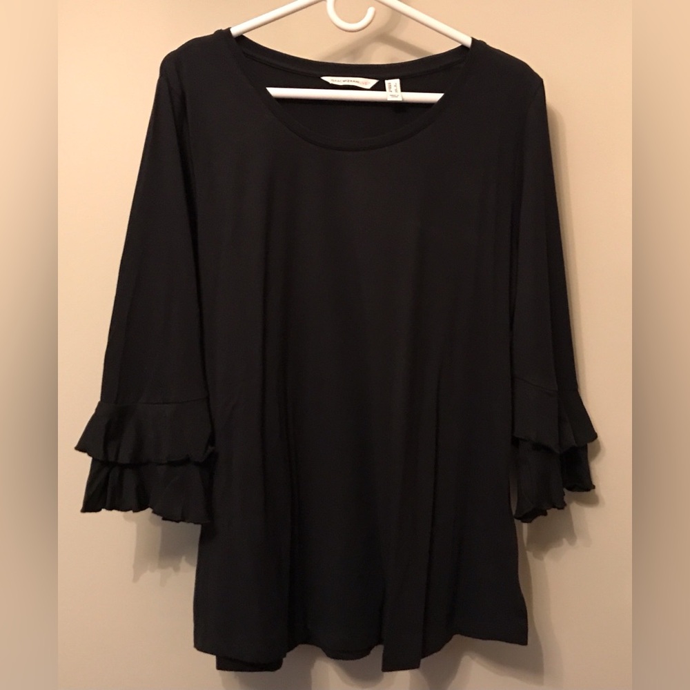Black Ruffle Sleeve Top